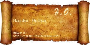 Haider Opika névjegykártya